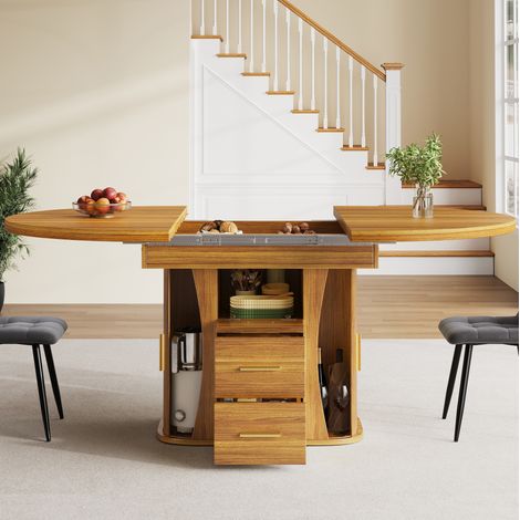 Tisch Esstisch Ausziehbar 118 158 cm Walnuss OKMYHOME (1/5)