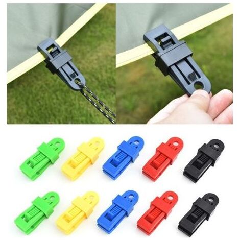Clip de Tente Multifonctionnel Pinces de Tente en Plastique Clip de Bâche pour l'extérieur Camping Activités et Randonnée 12 Pièces (Multicolore) (1/5)