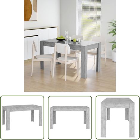 The Living Store Table de salle à manger Gris béton 140x74,5x76 cm Aggloméré - Table À Manger - Table Ronde - Table Rectangulaire - Meubles De Salle À Manger - Mobilier Moderne (1/5)