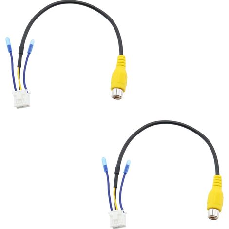 Cable adaptador para cámara de visión trasera de 10 pines (2 unidades, RCA, 20,9 cm de longitud) para radio estéreo de coche, DVD, navegación, cámara de marcha atrás. (1/5)