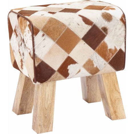 panchina 40 x 30 x 45 cm Pelle Vera Marrone Patchwork vidaXL (1/5)