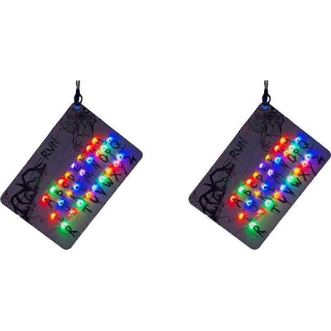 2 pendentifs lumineux Strange Things (cartes à collectionner du film) avec 26 lettres, veilleuse, porte-clés pour sac, cadeaux de festival MMD (1/5)