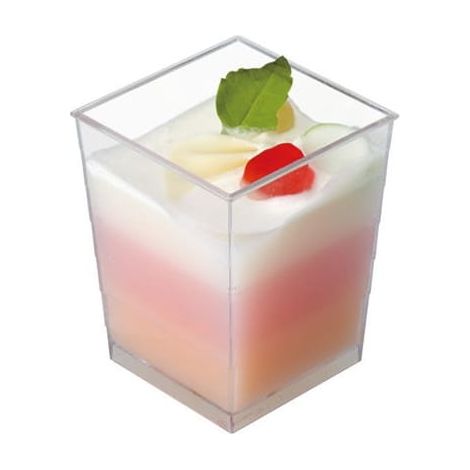 Gobelets à dessert en plastique, carrés, 170 ml (25 pièces) (1/2)