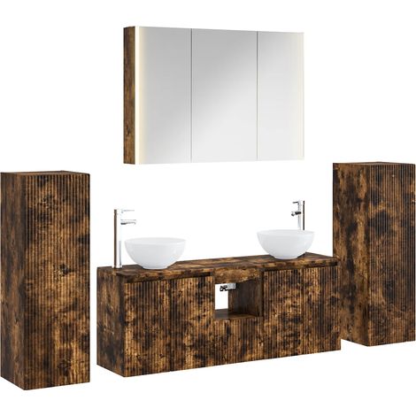 Bathroom Furniture Set 6 pcs Smoked Oak vidaXL (1/5)