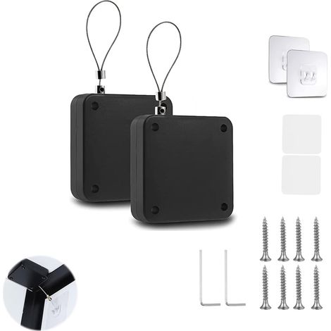 Ferme Porte Automatique,2 pièces Ferme Porte Avec Cordon,Domicile Ferme Porte Multifonctionnel Ferme Capteur Automatique Sans Poinçon Automatic Door Closer,pour Intérieur,Maison(1000g) (1/5)
