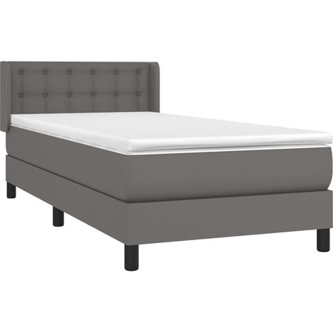 Sommier à lattes de lit avec matelas Gris 90x190 cm Similicuir vidaXL (1/5)