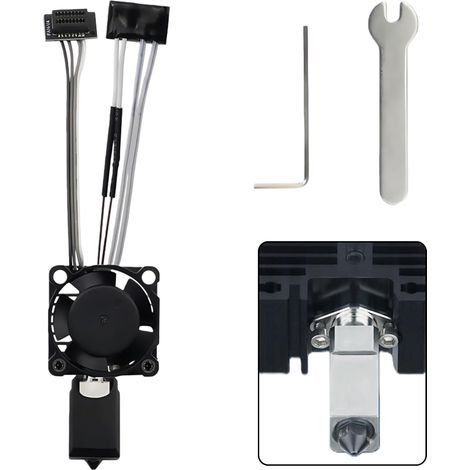 Gehärtetes Stahl-Hotend-Kit mit Lüfter für Bambu Lab P1P/P1S 3D-Drucker, Vollmetall-Hotend mit gehärteter 0,4 mm Stahldüse, verkupfertem Heizblock und Thermistor, hitzebeständig bis 550 °C (1/5)