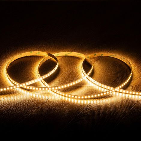 Ruban LED 24V SMD 120 LED/m BOBINE 20m Longue Distance 10W/m 1250lm/m Largeur 10mm Coupe 5cm IP20 2700K Blanc chaud