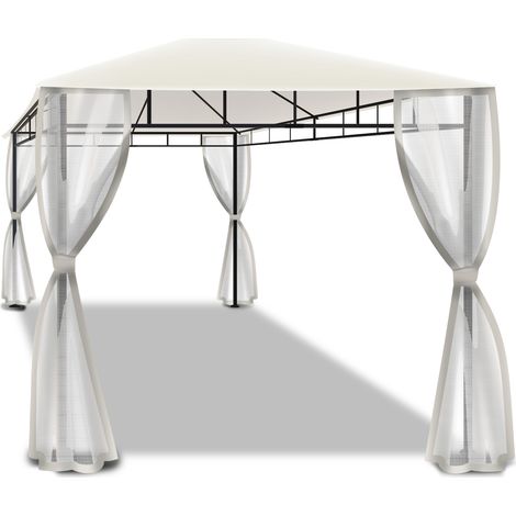 Beusi - Eisen-Gartenpavillon 3x2 mt mit Polyesterabdeckung und 4 seitlichen Moskitonetzen mit Rei�verschl�ssen und Schn�ren