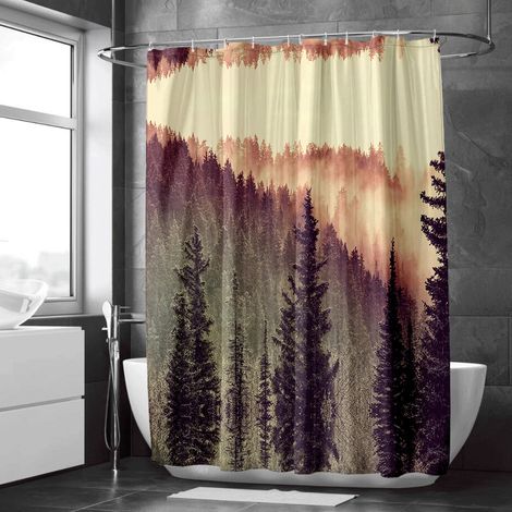 Rideau de douche motif encre zen moderne, tissu imperméable, 90x180 cm