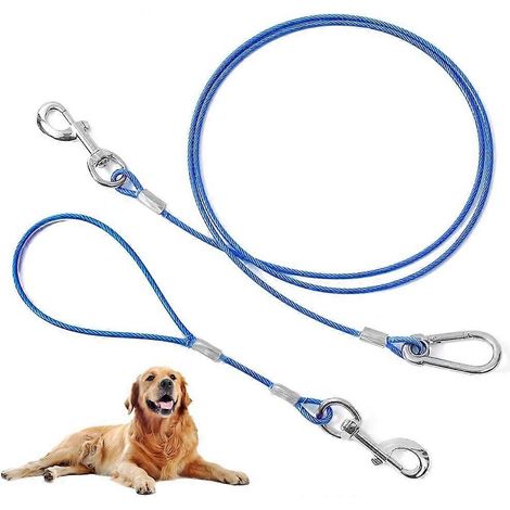 Laisse anti-mâchouillage pour chien, longe de 1,5 m avec poignée courte amovible, en fil d'acier tressé résistant aux morsures (1/5)