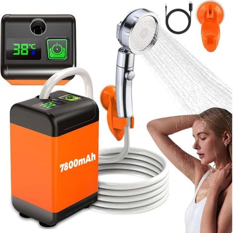 Bardusch-Douche de Camping Portable 7800mAh pompe de douche electrique rechargeable avec tuyau, intelligent de température et pression d\'eau