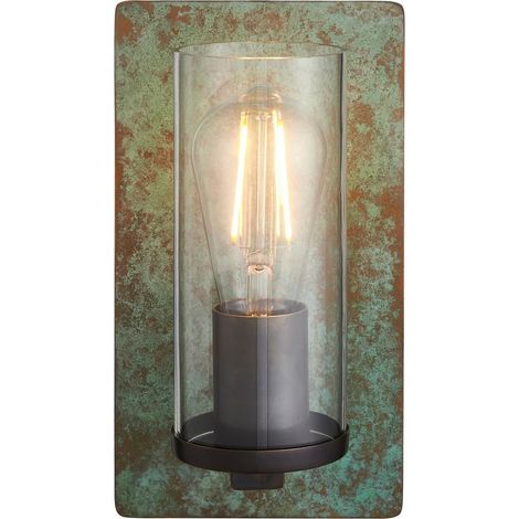 Merano Palermo Applique Plaque Bronze Vert-de-Gris, Verre Transparent (1/5)