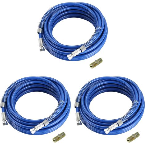 3X Tuyau de PulvéRisation de Peinture Sans Air de 1/4 Pouce Tube de Fibre Flexible pour PulvéRisateur de Peinture Universel 3300 PSI (25FT, Bleu) (1/5)