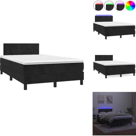 Sommier à lattes de lit et matelas LED noir 120x190 cm velours - Lit Plateforme - Lit Design - Lit Capitonné - Lit Velours - Lit Avec Éclairage Led (1/5)