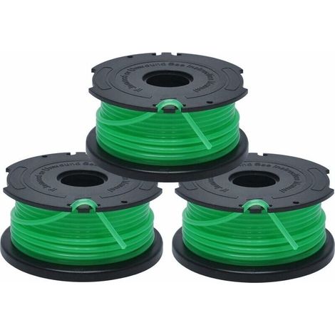 Replacement spools for grass trimmers, self-rewinding spool, 3 x 6 m nylon line and durable line, ⌀2 mm line Fontainebleau, 3-pack, green MUMU