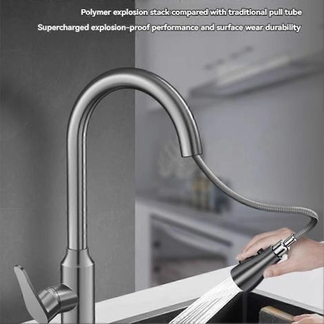 Küchenarmaturen aus Edelstahl 304, ausziehbare Küchenspüle, Wasseranschluss