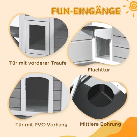 Maison pour chat en bois 2 niveaux hivernale imperméable abri chat avec toit en bitume couvercle pliable escalier cabane chat extérieur refuge pour jardin balcon 99,5 x 76 x 91 cm Gris (1/5)