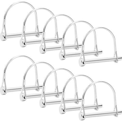 Attache Goupille de Sécurité 6,3mm x 60mm - Lot de 10 Goupilles de Serrage pour Remorque de Vélo, Remorque, Chariot, Jardin, Agriculture (1/5)