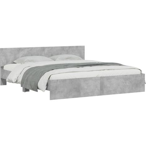 Bed Frame  Concrete grey  Engineered wood, Plywood  Super King vidaXL