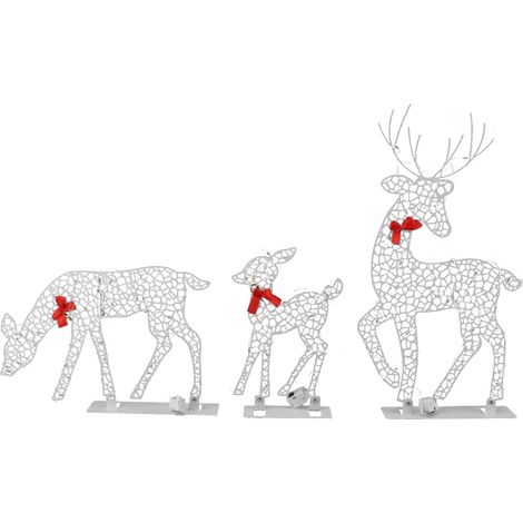 Eosnow 3pcs beleuchtete Weihnachtsdekoration Hirsch Haus warmes weißes Licht Eisen LED Rentierfamilie Set Tabletop Dekor für Innen im Freien leuchtet –01