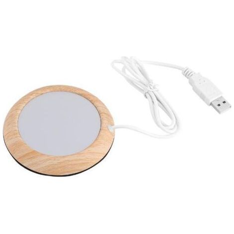 Chauffe-sous-verre USB avec cordon, chauffe-tasse USB en grain de bois, chauffe-boissons, coussin chauffant pour thé et café, chauffe-tasse électrique (1/5)