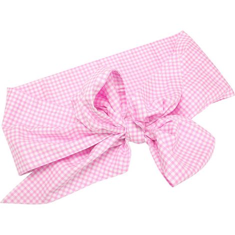 Couverture d'emmaillotage pour nouveau-né, en coton avec nœud papillon, idéale pour les photos de bébé (à carreaux rose clair) (1/5)
