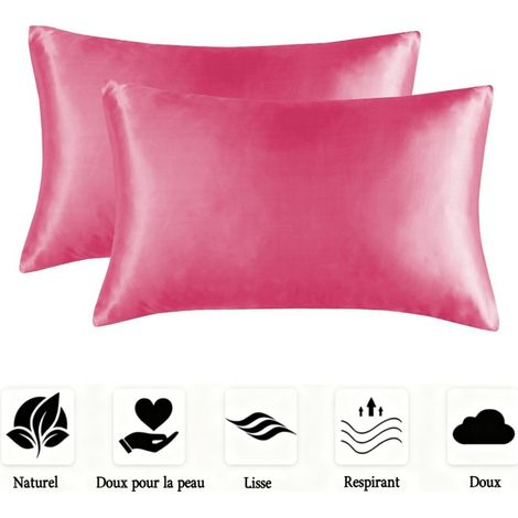 Lot de 2 taies d'oreiller en satin doux, lisses et infroissables pour homme et femme,Standard (20x26 Inch) (1/5)