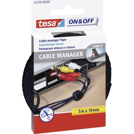 Fascetta nastro fermacavi Tesa in velcro attacca e stacca colore nero 10 mm x rotolo 500 cm (1/5)