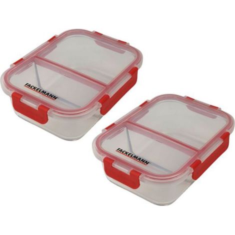 Lot de 2 boîtes a repas en verre - FACKELMANN - Move - Deux compartiments - 1000 ml (1/5)