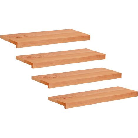 Marches d'escalier intérieur en bois de hêtre massif vernis 70 x 30 x 2 cm Lot de 4 (1/5)