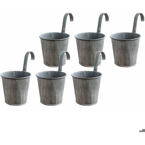 6Pcs Pots de Fleurs à Suspendre en Fer Vintage avec Crochets pour Décoration Intérieur Extérieur de Maison Balcon Jardin Grille (1/4)