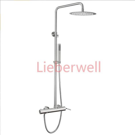 3-Way Shower VGX Brushed Stainless Steel Shower Set, Mixer with Rain Function, Model S145, Brass, Round, Adjustable Height (1/5)