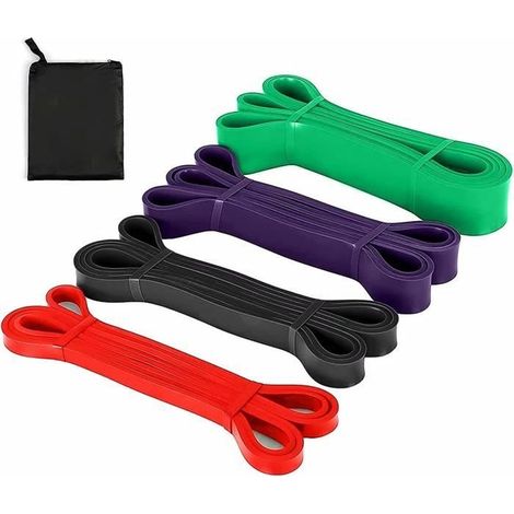 (Grün, Lila, Schwarz, Rot) Fitness-Widerstandsbänder – Set mit 4 Latex-Widerstandsbändern für Fitness und Krafttraining – Elastische Bänder (1/4)