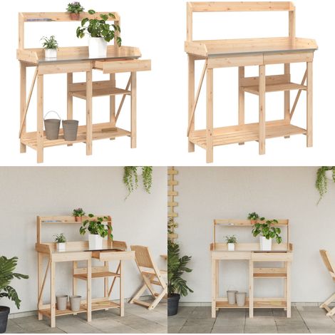Pflanztisch mit Ablagen Massivholz Tanne - Pflanzenständer - Tisch Zum Aufstellen Von Pflanzen - Holzt Tisch - Gartenmöbel - Balkonmöbel - Home & Living (1/5)