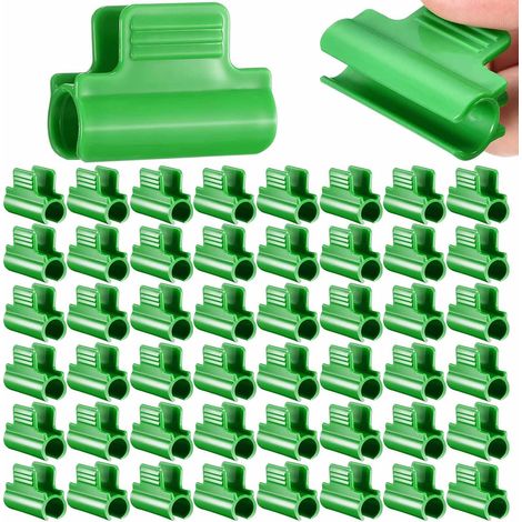 Serre Film Pinces Fixations,50 Pièces Pinces de Serre Vert,Pinces Fixations pour Serre 11 mm,Clip Cerceau Tunnel de Filet en Plastique pour Support d'Extension de Plantes,Cadre,Abris (1/5)