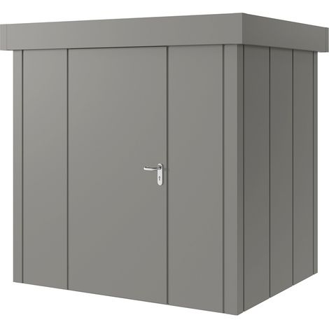 Hörmann Metall-Gerätehaus "Juno" mit Flachdach, JFD4 - Design, 214 x 166 cm (B x T), graualuminium, 1-flüglige Tür, Anschlag links (1/5)
