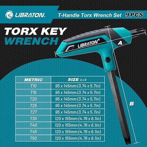 T10-T50 T-Handle Torx Key Set Star Torx Key (1/4)