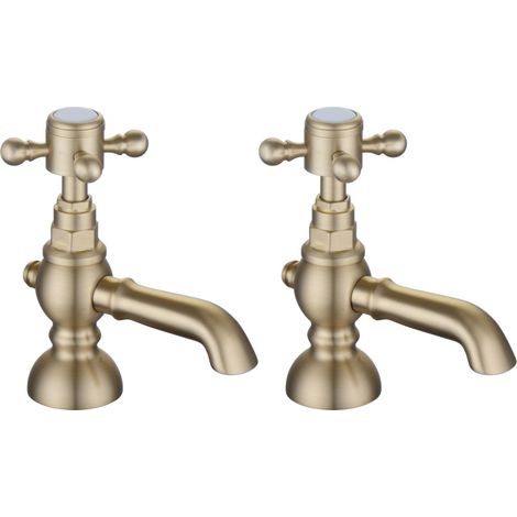 Signature Greenwich Basin Taps Pair Pillar Mounted - Brushed Brass (1/2)