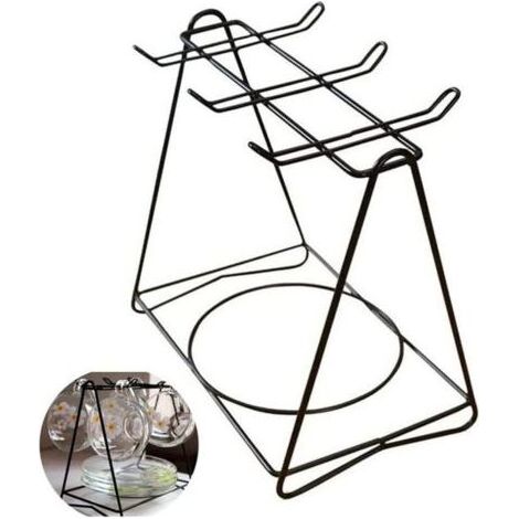 Support pour tasses à café en acier inoxydable – Porte-tasses 6 emplacements avec support à cuillères (noir), idéal pour cuisine, bar ou salon (1/5)
