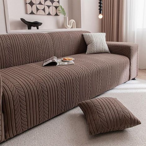 Sofaüberwurf Stretchbezug, Universell für 2/3/4/5-Sitzer (145-185 cm) - Jacquard Gewebe, Antirutsch & Tierhaarsicher - Waschbar mit Armlehnen-Schutz