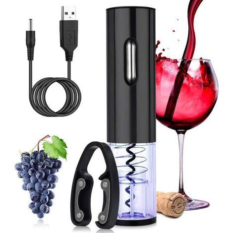 Tire Bouchon Électrique, Ouvre Bouteille Rechargeable, Ouvre Bouteille Automatique de Vin Tire Bouchon,noir