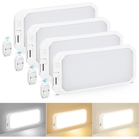 Lot de 4 ampoules LED 12 V de 1200 lm, 3 couleurs, avec télécommande, intensité variable de 3000 à 6500 K, pour intérieur de camping-car, caravane, remorque ou bateau. Idéales pour les caravanes, les (1/5)