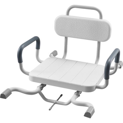 Chaise de Douche Pivotante avec Accoudoirs et Dossier, Siège Résistant 100 kg pour Douche et Baignoire, Repose-Bain pour Adultes, Personnes Âgées et à Mobilité Réduite (1/5)