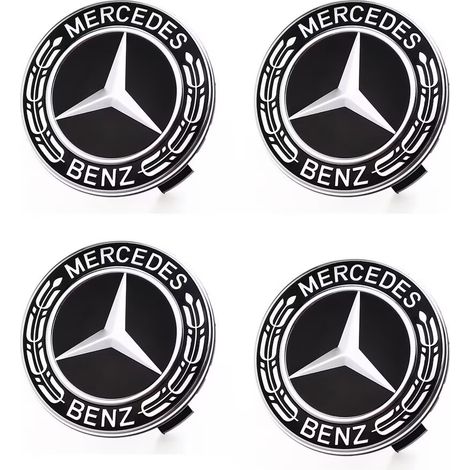 Cache Moyeux Compatible with Mercedes Benz 75mm Cache de Roue Centrale ABS Accessoires de Voiture(4 pièces) (1/5)