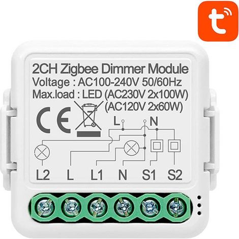 Tuya Zigbee Modulo Dimmer a 2 Canali Con Neutro (1/5)