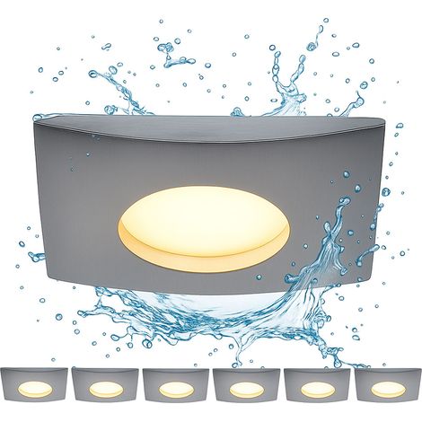 LED Einbaustrahler Deckenlampe Einbauspot dimmbar über Lichtschalter Einbauleuchte, weiß, Aluminium, 5,5W 350lm warmweiß, LxBxH 8x8x3 cm, 6er Set