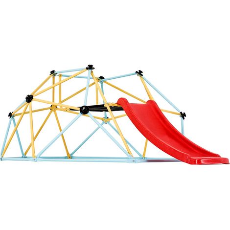 Dôme escalade 2,4 m avec toboggan, enfants 3 à 9 ans, jungle gym 272 kg, poignées escalade, intérieur extérieur (1/5)