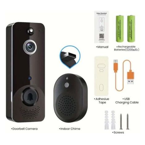 Sonnette vidéo WiFi intelligente - Caméra de porte avec interphone - Notification sur smartphone - Sécurité renforcée pour l'entrée de la maison