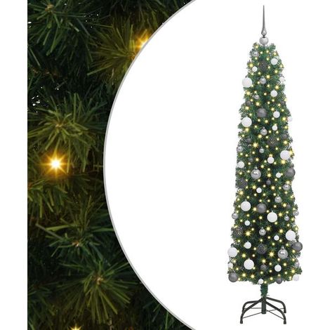 Sapin de Noël artificiel vert, 180 cm de haut, en PVC, acier et plastique. (1/5)